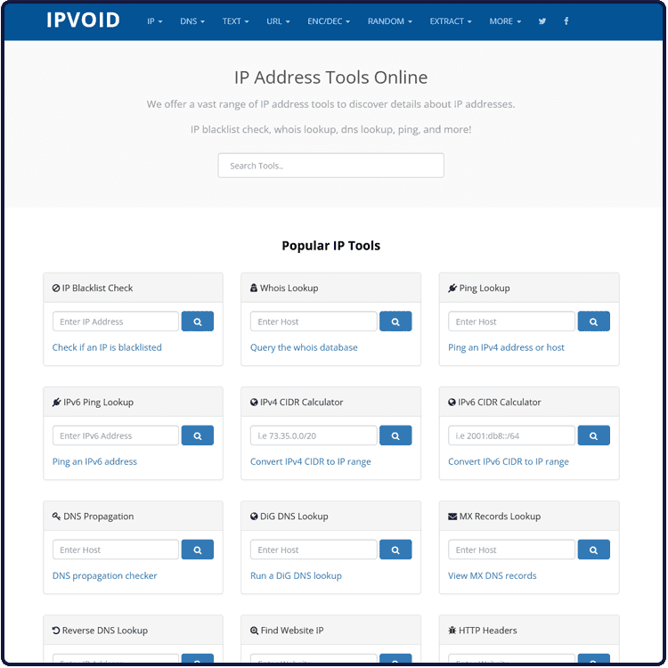 IPVoid IP Network Tools